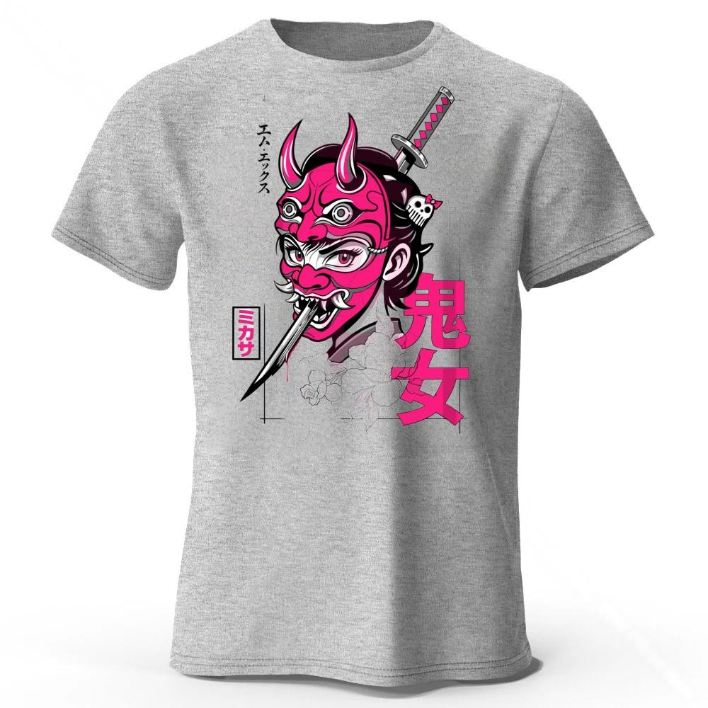 Japanese Samurai Print Men Pure Cotton Sports Running Short Sleeved Simple Style Fitness and Comfortable Plus Size Loose Tshirt