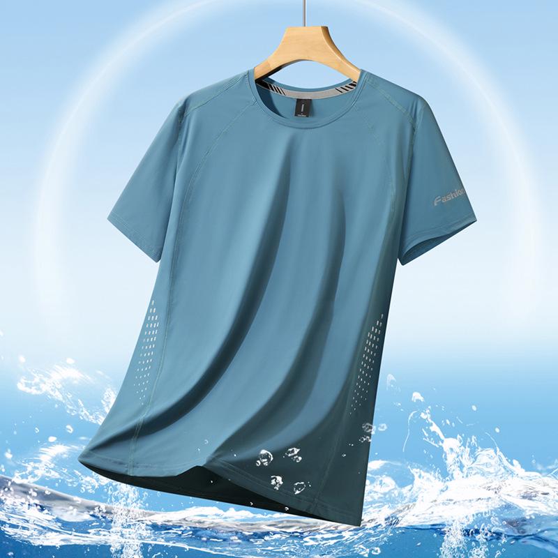 

Men s Plus Size Ice Silk Quick-Dry Short Sleeve Sports T-Shirt L