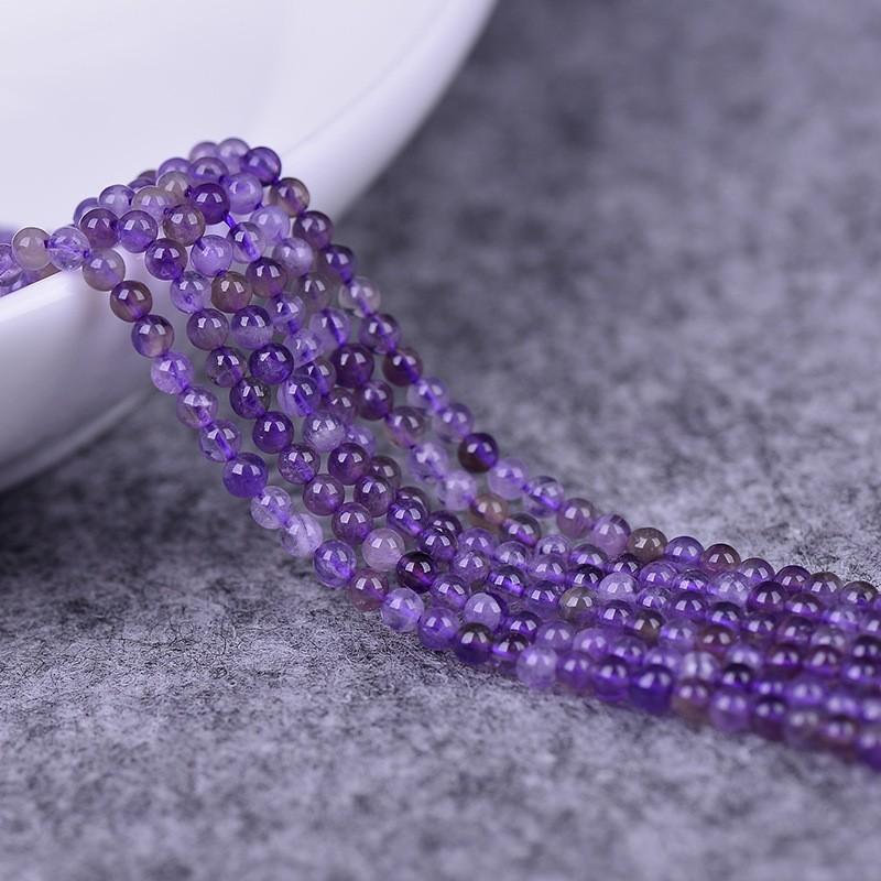 

Hongchu Crystal Natural Amethyst Faceted Loose Beads Uruguayan amethyst semi-finished product DIY Ornament Accessories 4mm/Strip