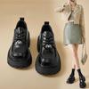 2025 autumn British small leather shoes women's new versatile platform heightening loafers high-end lace-up medium heel single shoes