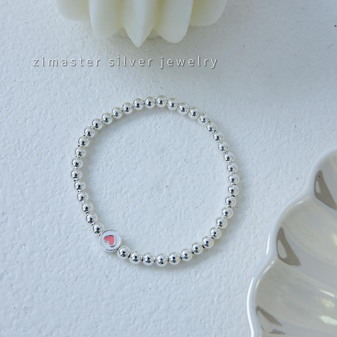 

Новый посеребренный браслет из эластичной веревки с круглыми бусинами Pink Love для женщин, простой и модный, универсальный, чтобы подарить лучшему другу и подруге Adjustable size