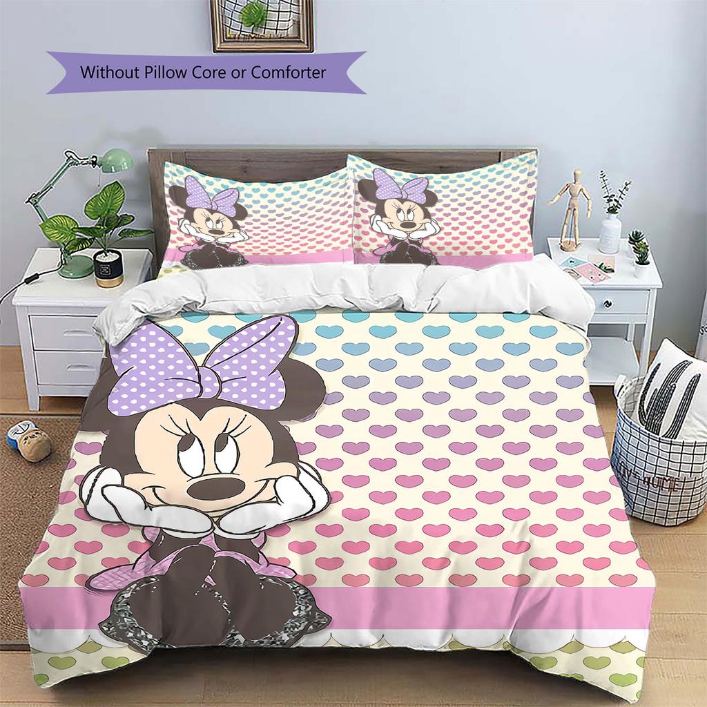 Sweet Polka Dot Minnie Mouse Pattern, The Perfect Choice for Decorating A Child's Bedroom. Warm and Comfortable Bedding Set.