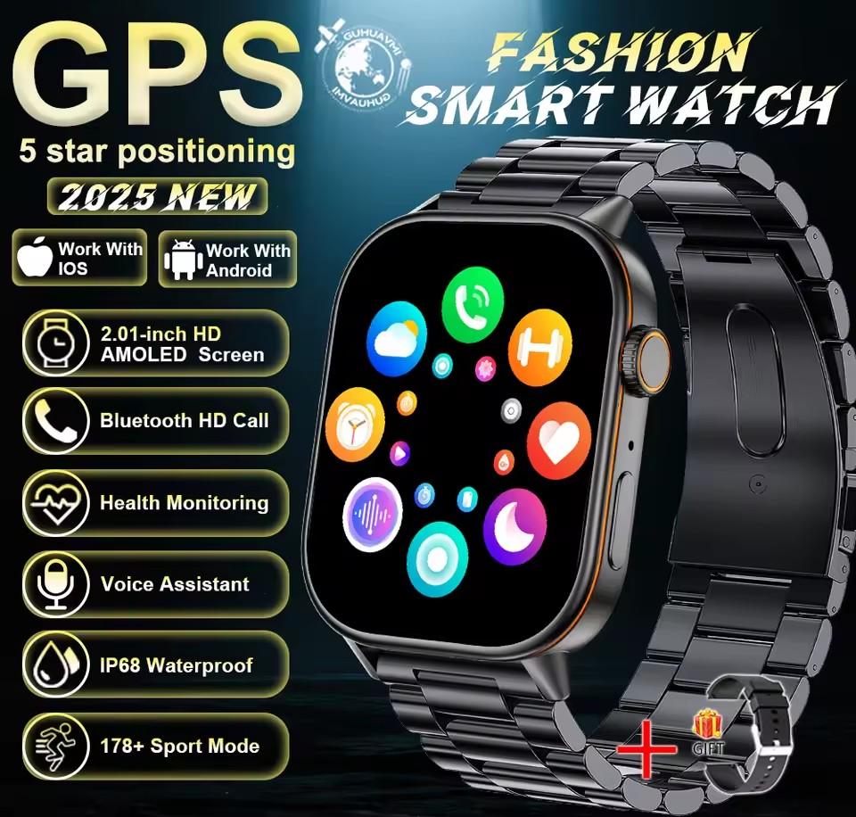 LUCKY START 2026 For Android IOS GPS Smart Watch Women 2.01" HD Screen Heart Rate Bluetooth Call Compass IP68 Waterproof Men Smartwatch