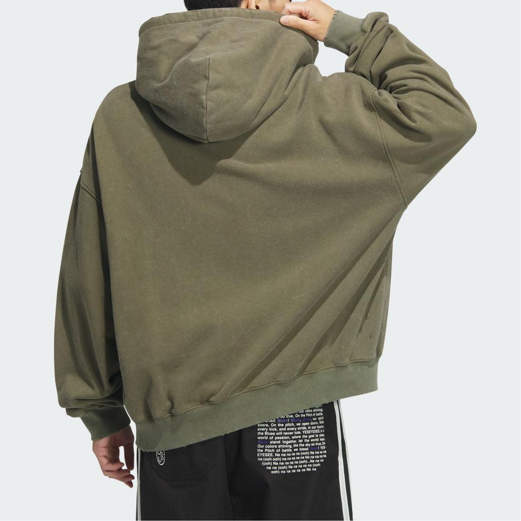 Adidas Originals Washed Hooded Jacket Retro Sports Loose Long Sleeve Jacket Men Jackets Layered-Olive-Green JM7286
