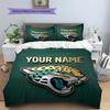 Personalisierter Name, Jacksonville Jaguars Muster Bettwäsche Heimdekoration Geburtstagsgeschenk ( 1 Bettbezug + 2 Kissenbezüge, ohne Füllung),Fanartikel.