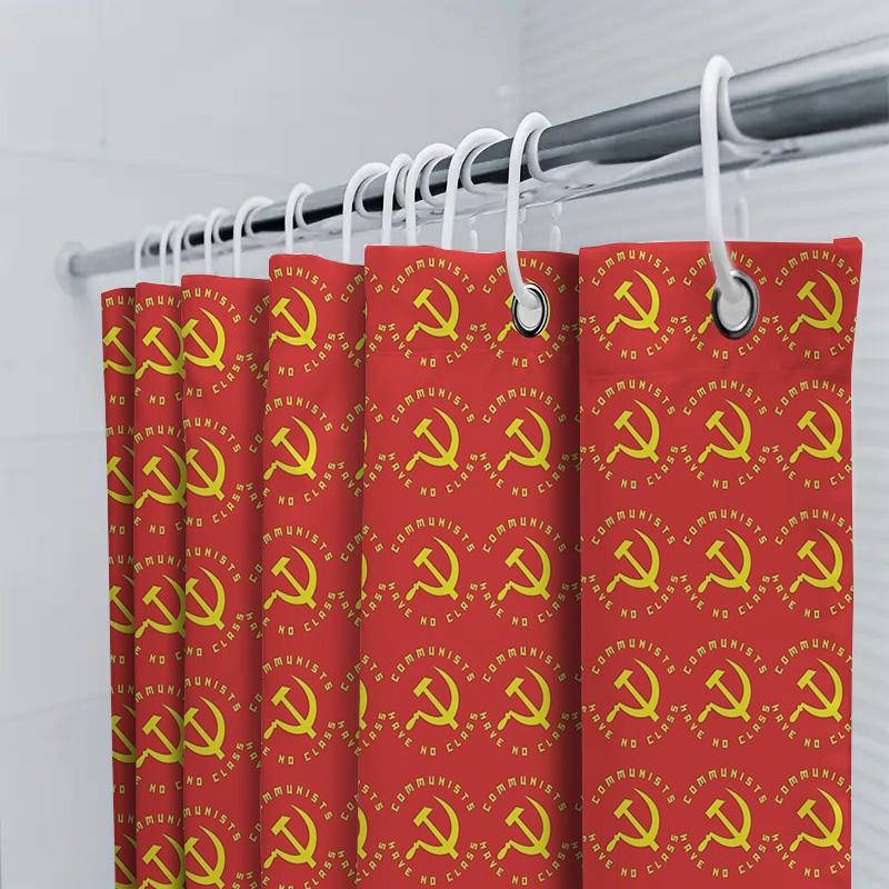 Red Flag Shower Curtain Vintage Soviet Union Communist Symbol Backdrop Decor Artistic Home Textile Modern Bathroom Accessories