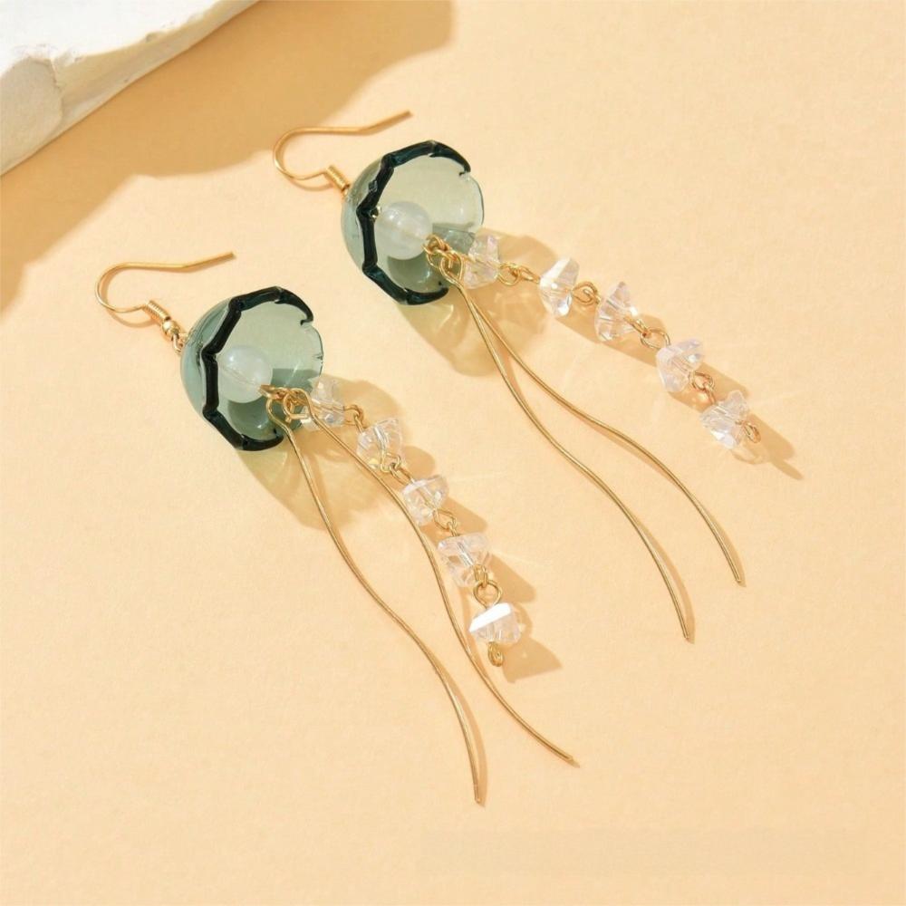 1Pair Dreamy Long Pendant Earrings Elegant Earrings Jellyfish Tassel Earrings Jewelry Accessories