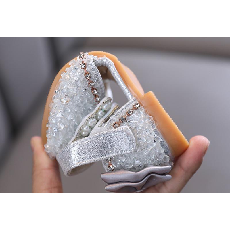 Autumn new style Korean-style girls' small/medium/large children's pearl princess leather flat shoes, dance performance shoes