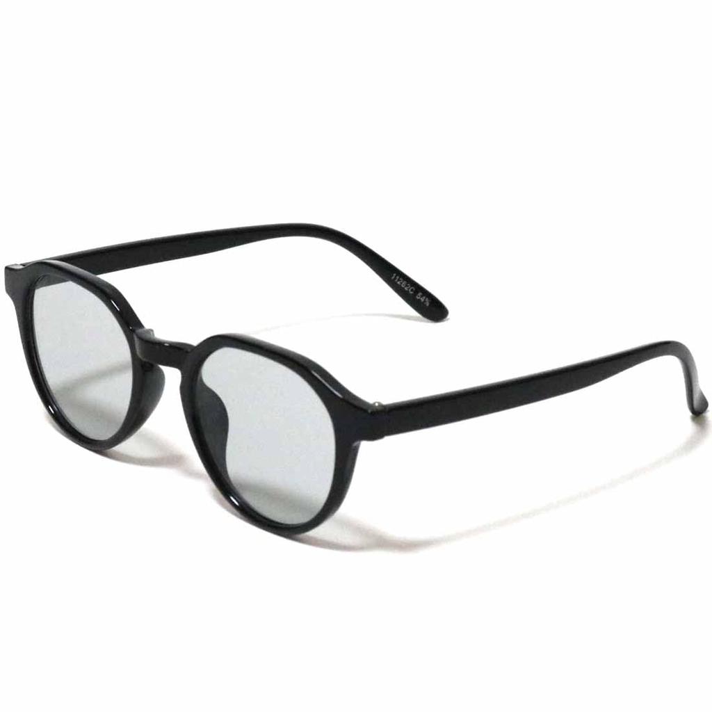 [FashionBerry] Black x Light Smoke Sunglasses, Fashion Glasses for Men and Women, Boston Style, Round Shape, 99% UV Protection, Lightweight, Clear