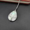 Vintage Handmade Copper Wire Winding Water Drop Tree Of Life Color-Changing Corrugated Resin Necklace Pendant Exquisite N516