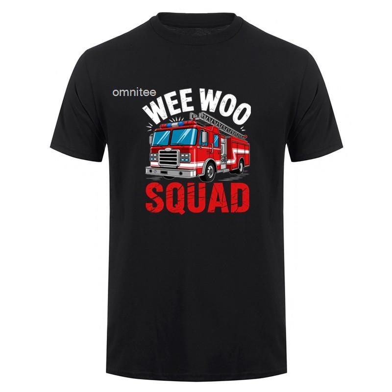 Wee Woo Squad Firefighter Fire Truck FireUnisex Classic TShirt Cotton Birthday Gifts Unisexs Casual Loose Oversized T Shirt HJ037