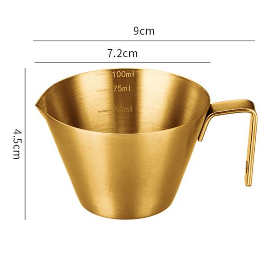 Stainless Steel Espresso Measuring Cup with Scale 100ml Capacity Mini Pouring Cup with Handle Food Grade Accurate Measuring Cup for Coffee Milk Sauce