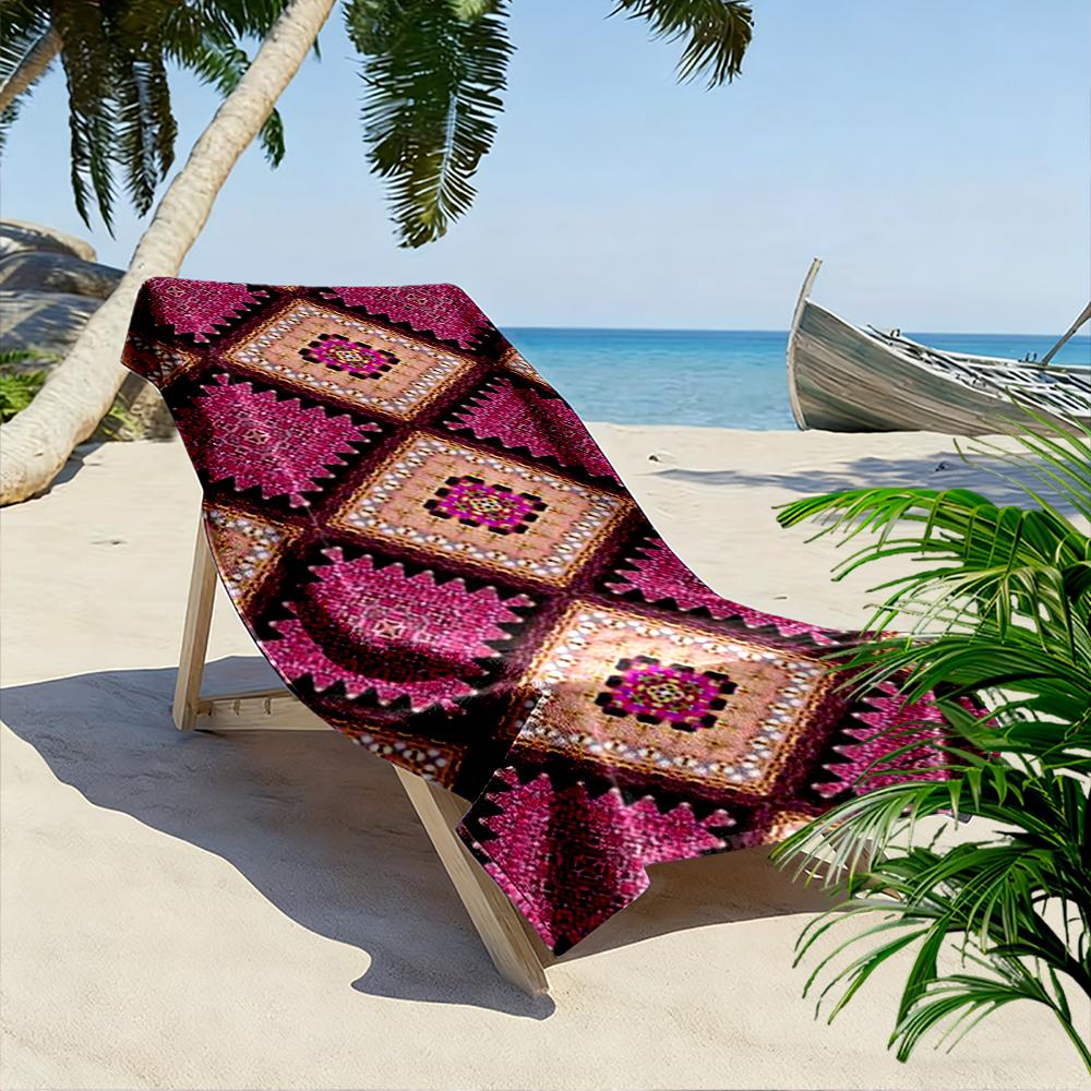 Geometric Pink Pattern Beach Towel Beach towel quick-drying for travel outdoor sports jogging beach and swimming