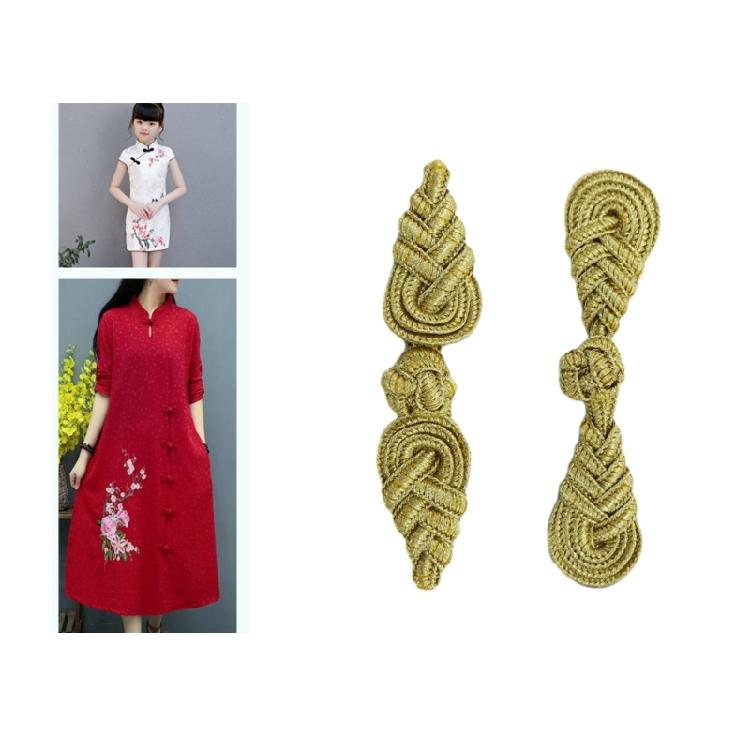 Gold Silk Fastener Buckle Pipa Buttons DIY Clothing Decorations Garment Supplies