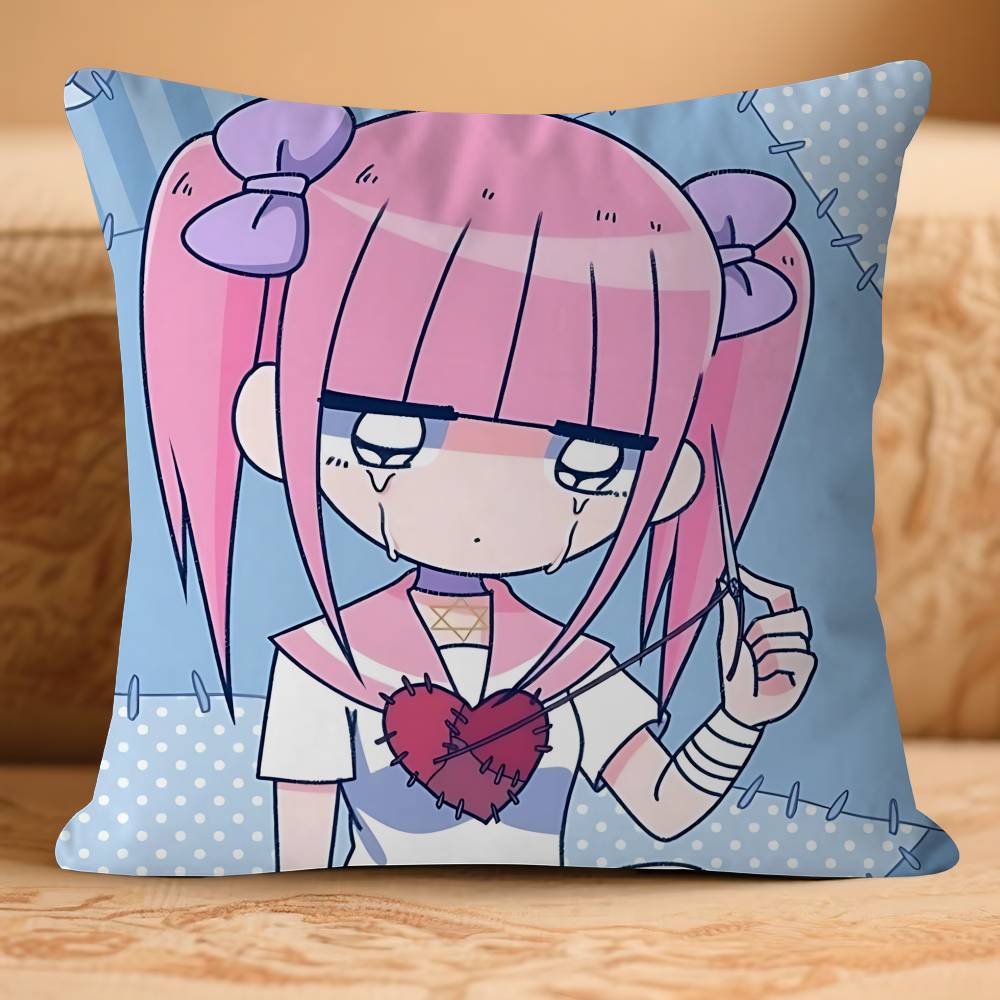 

ANIME Menhera-chanS Pillow Case Removable Washable Cushion Cover – All-Season Soft Linen 16x16Inch