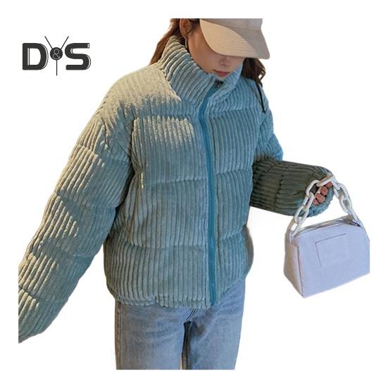 

Женская зимняя куртка из вельвета, короткая стеганая куртка, теплое стеганое хлопковое пальто с воротником-стойкой, верхняя одежда для повседневной жизни, работы, школы S синий