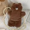 Cute Soft Plush Animal Brown Bear Large Capacity Pencil Bag Stationery Storage Bag Student Supplies Gift