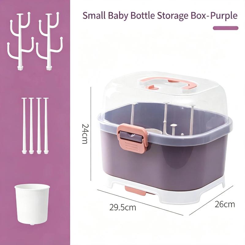 Baby Bottle Storage Box Large Capacity Dustproof Clear Lid Portable Handle For New Parents Daily Use