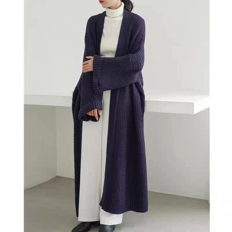 Autumn/winter Elegant Fashion Knitted Cardigan Long Sweater Women Coats New Loose Casual V Neck Jackets Office Long Sleeve Coats Shirt Clothing