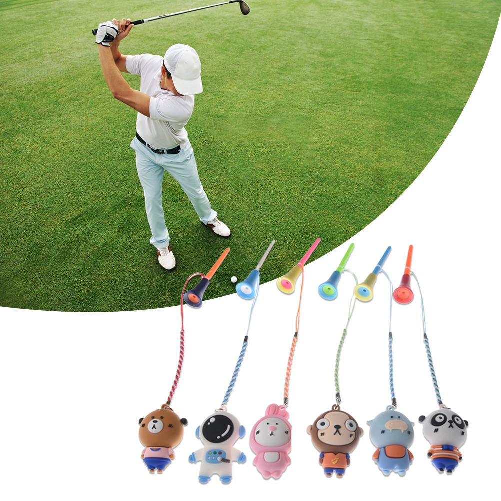 6Pcs Golf Tee Hanger Cartoon Plastic Anti Lost Golf Tee Ring with Strap Golf Tee Holder