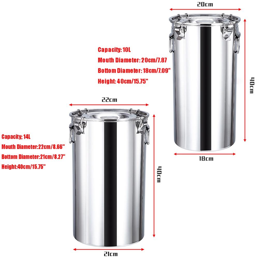 Balde de Aço Inoxidável Lata de Leite Balde de Água Balde de Vinho Barril de Óleo Recipiente para Chá Lata de Leite 14L/10L