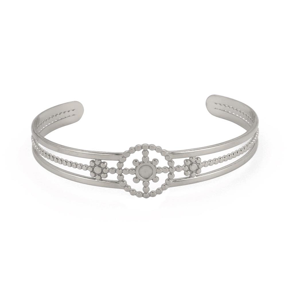 European-American Fashion Star & Moon Stainless Steel Open Bangle