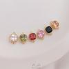 Color-Preserving 14K Gold-Plated Zircon Square Double Pendant for DIY Bracelets and Necklaces