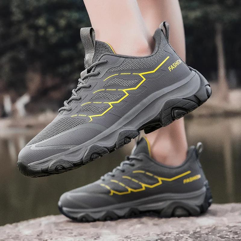 Outdoor Hiking Shoes Men Casual Breathable Soft Low-top Running Shoes Men Comfortable Lace-up Anti-slip Casual Sneakers Women