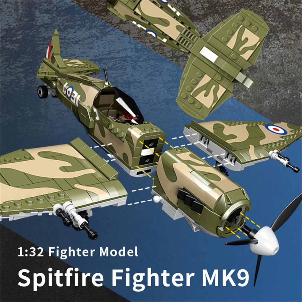 Ovly MK9 Super Spitfire Fighter 1:32 Model Building Block World War II UK Fighter Toy Compatible with Bricks Children's Birthday Gift