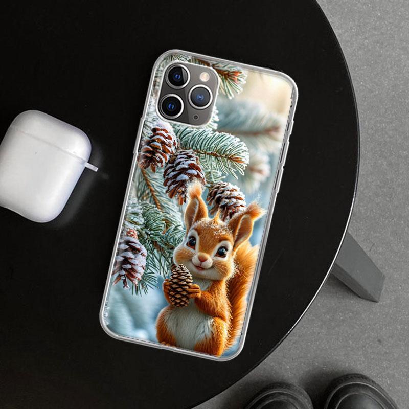 Animal Squirrel Phone Case Cover for iPhone 11 12 13 Mini 14 15 Plus 16 Pro Max 17 Air 7 8 + SE Art Customized Fundas 11 12 13 M