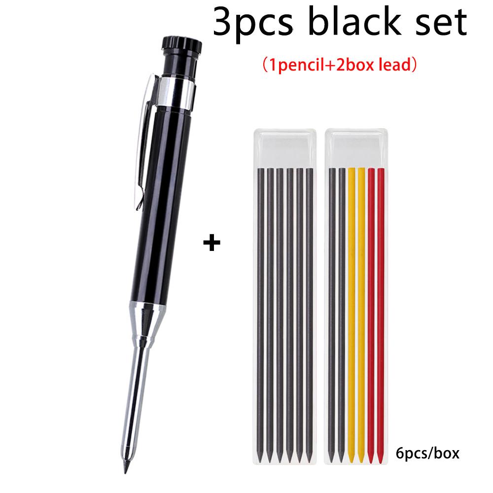 1-6Pcs Metal Solid Carpenter Mechanical Pencil Set with Sharpener Lead Core Deep Hole Construction Marking Scriber Tool Supply