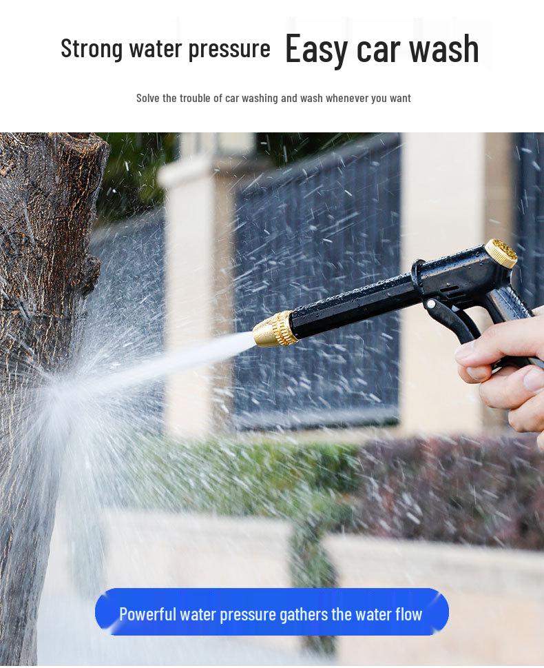 High-Pressure Retractable Spray Gun for Household Water Hose - Ideal for Car Wash and Garden Use