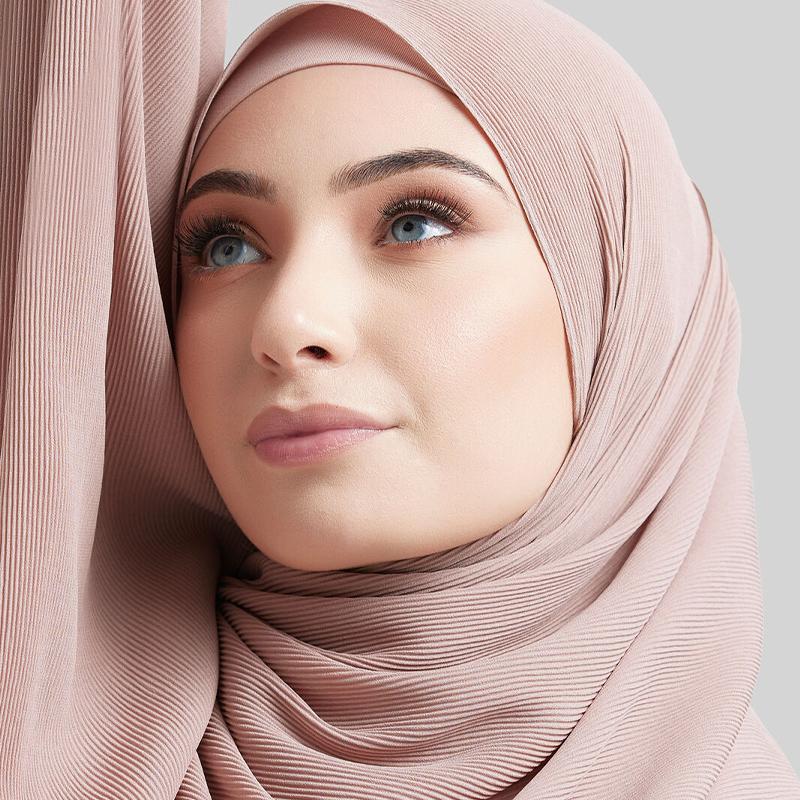 Muslim Pearl Chiffon High Quality Mini Pleated Chiffon Hijab Muslim Shawl For Women Hijab Scarf