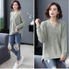 Spring and Autumn Women's V-Neck Sweater Loose Plus Size Knit Sweater Split Pullover Knit Tops Jumper