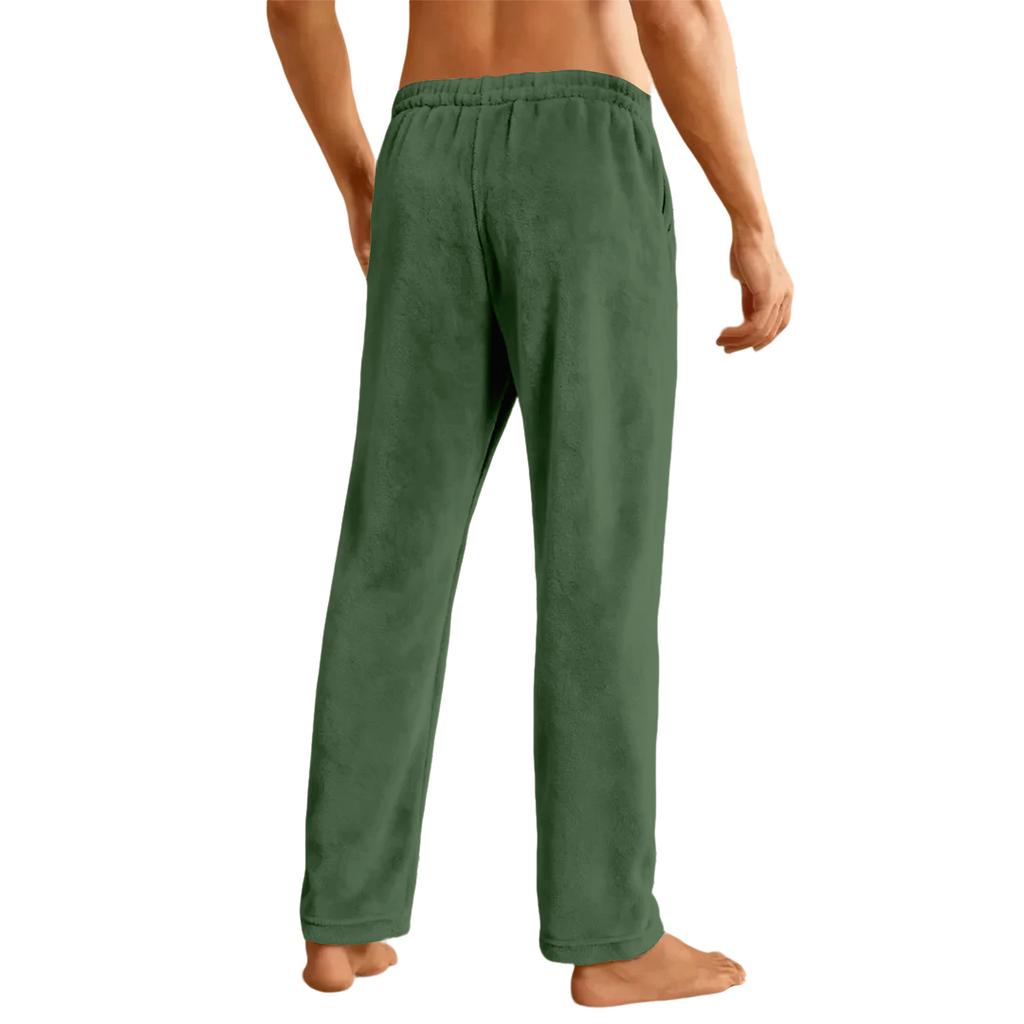Men's Drawstring Pocket Flannel Casual Pants