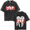 Japanese Science Fiction Cartoon Movie Anime Akira Shotaro Kaneda Vintage Acid Washed T Shirts Men Hip Hop Oversized Tshirts
