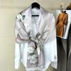 53*170cm High-grade 100% Mulberry Silk Scarf Lotus Luxury Shawl Neckerchief Gift Spring Autumn for Women
