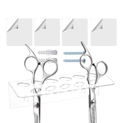 Wall Mounted Scissor Holder with 11 Holes Salon Tool Hair Cutter Supplies Acrylic Display Stand for Work Space Barber Shop
