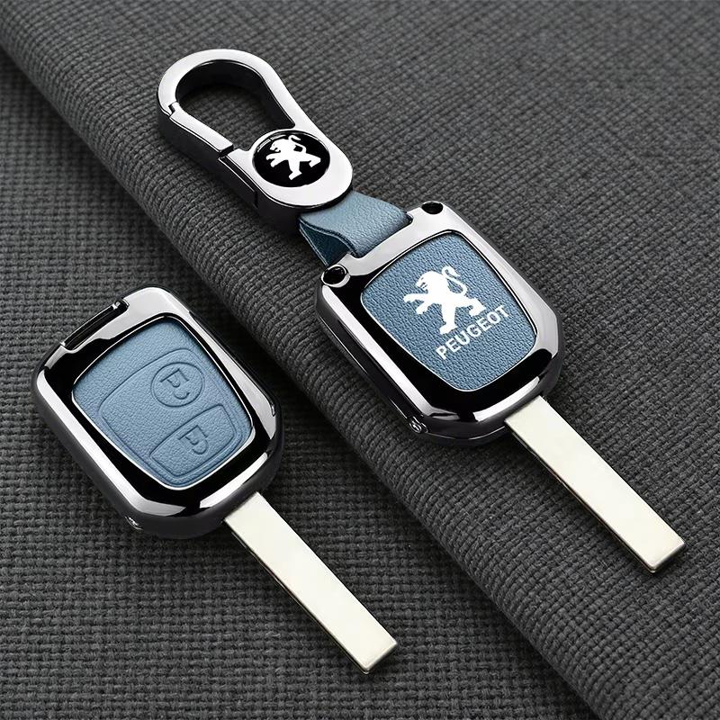 Moderne Leder Auto Fernbedienung Schlüsselhülle Abdeckung Schutzhülle Für Peugeot 106 107 206 207 306 307 406 407 Zubehör Schlüsselanhänger