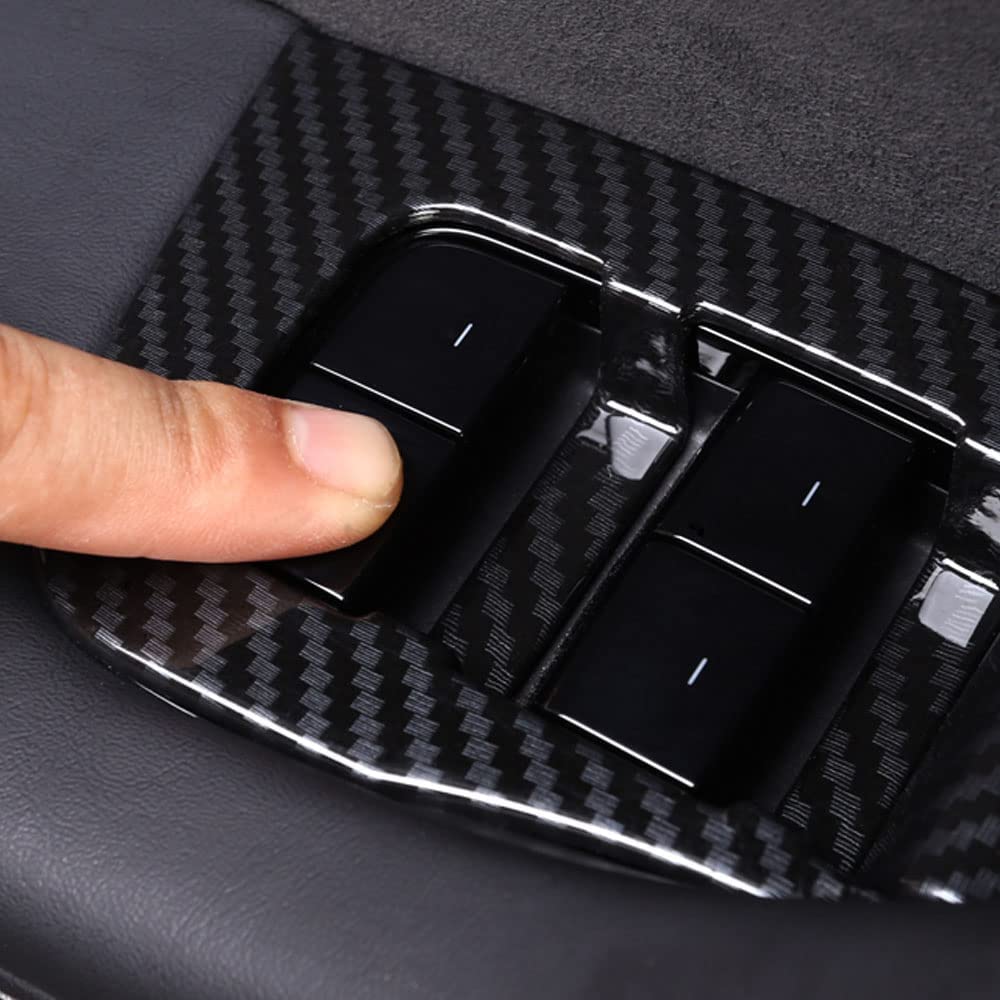 Carbon Fiber Interior Door Window Switch Panel Cover Trim Decoration Accessories For Tesla Model 3 2017-/Model Y -