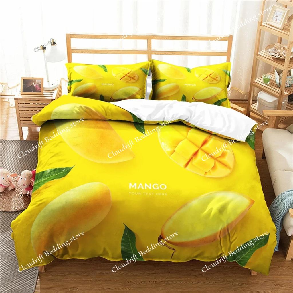Fruit Duvet Cover Set Cartoon Watermelon Summer Theme Bedding Set for Boy Girl Double Queen King Size Microfiber Comforter Cover