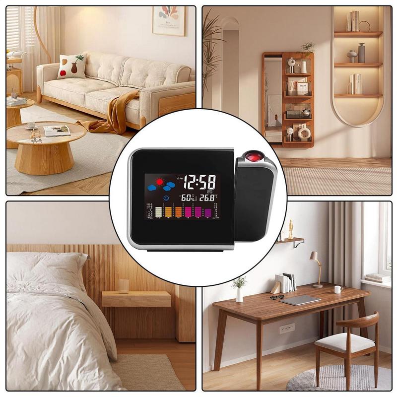 New Alarm Clock With Night Backlight Color Digital LED Screen Projector Adjustable Projection Angle Weather Station Alarm