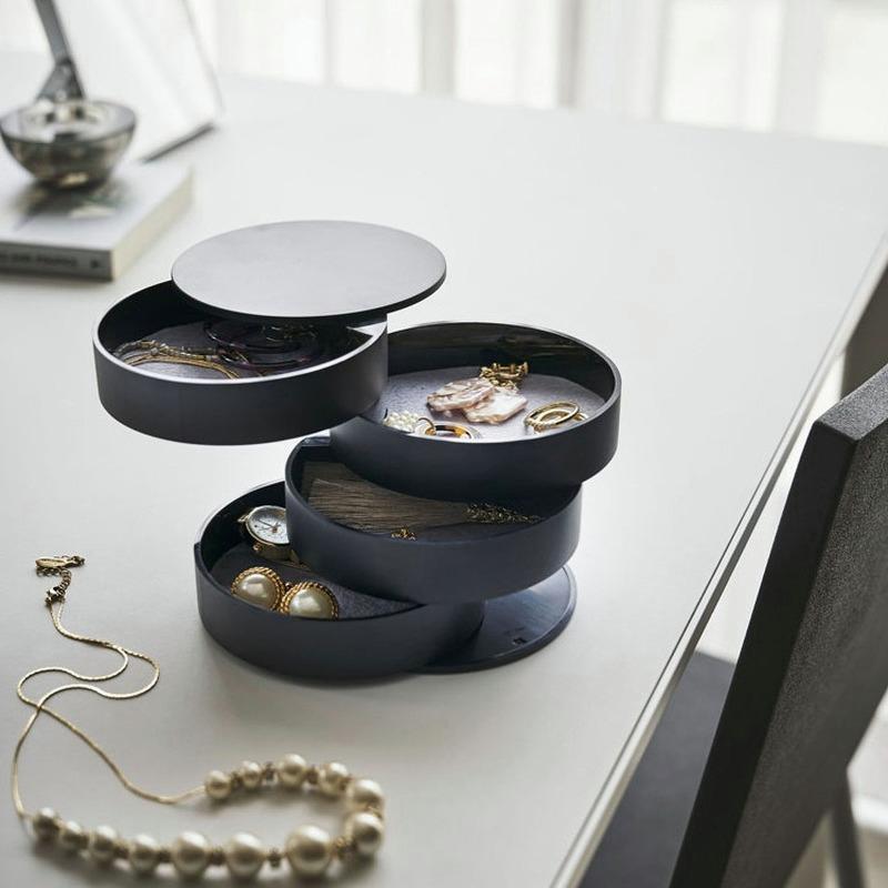 Rotating Jewelry Box 4 Tier Storage Case Earring Bracelet Rings Girl Gifts Necklace Organizer