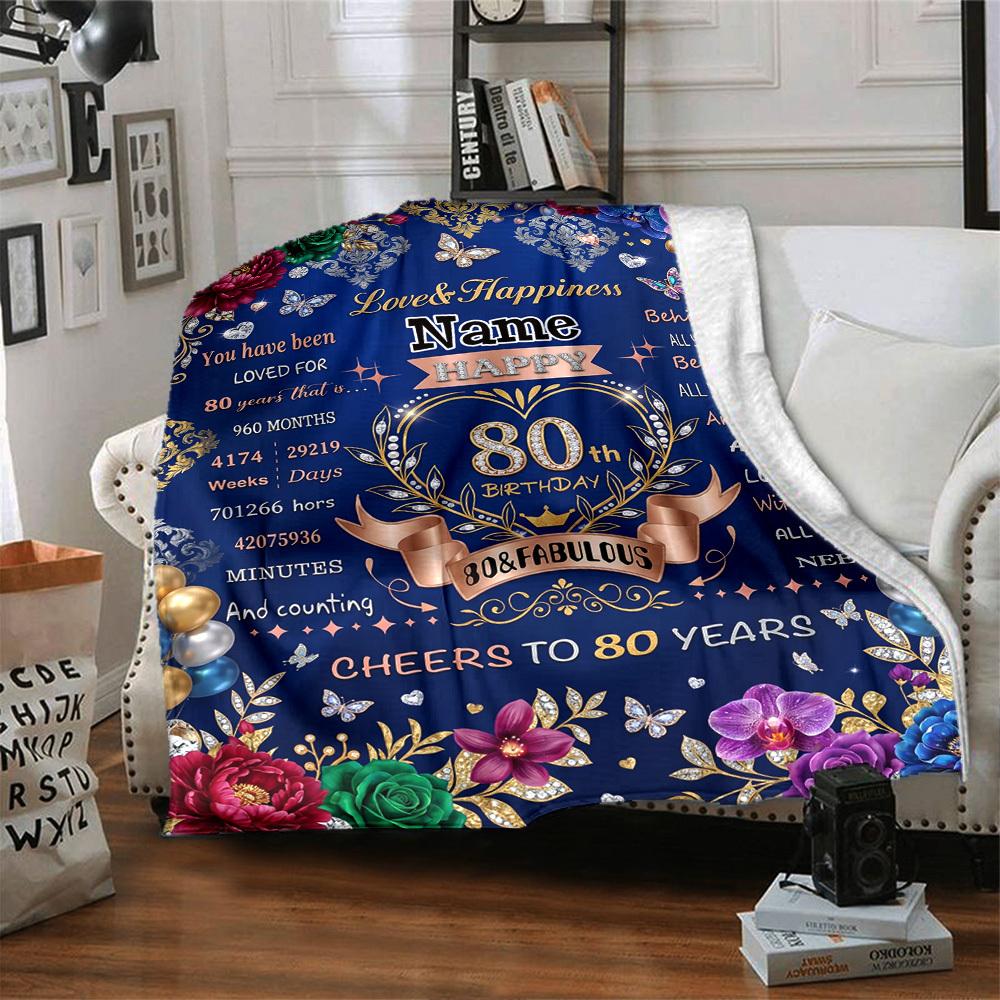 Happy 80Th Birthday Throw Blanket Soft Cozy Perfect For Sofa Couch Office Bed Picnics For All Occasions Cozy Home Lovers Unique Gift For Family And