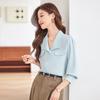 Teluoman Women's Swallow Collar Long Sleeve Professional Shirt