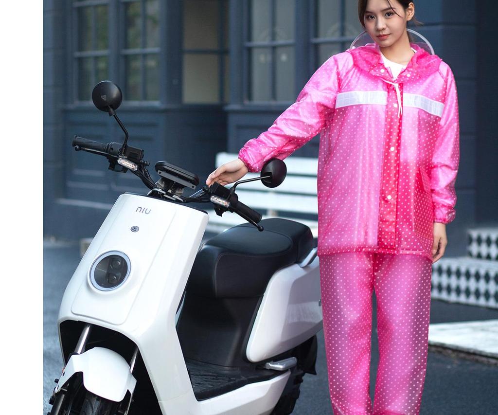 Women's Long Raincoat & Pants Set - Stormproof, Waterproof, Split Style for Electric Vehicles
