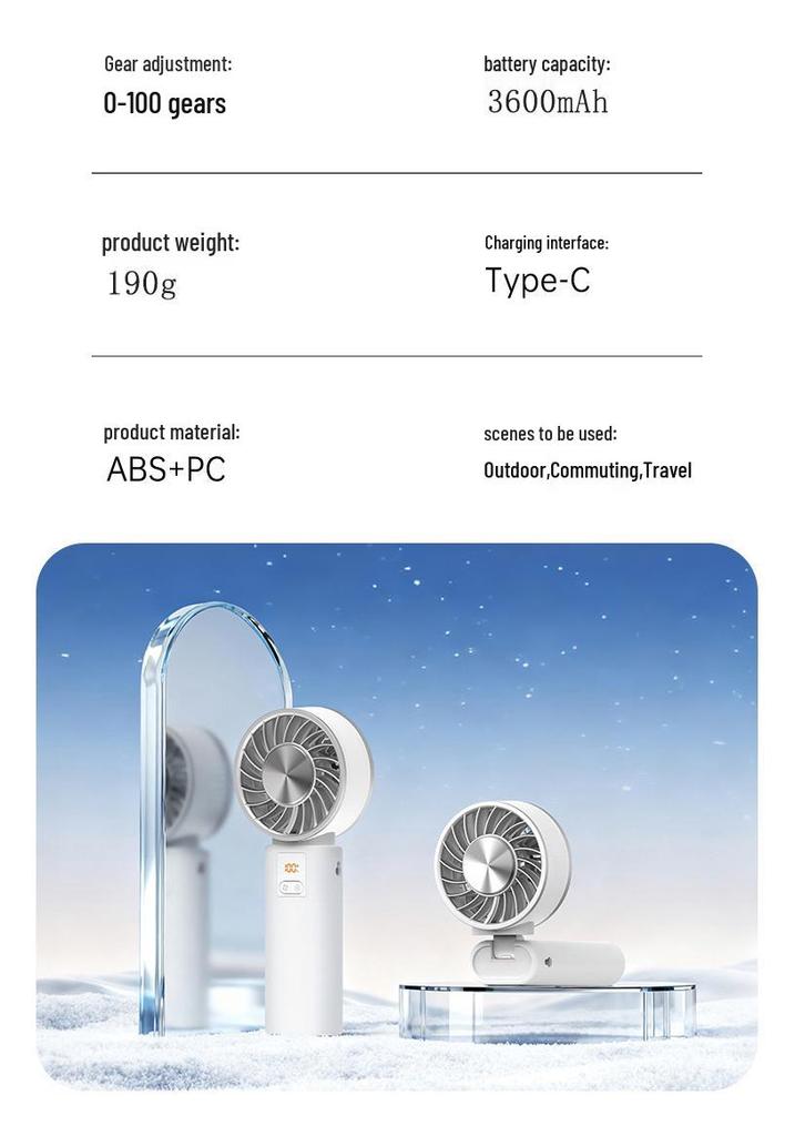 26 New Folding Handheld Fan with Cold Compress, HD Display, & 100 Levels of Speed