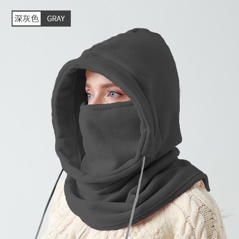 Unisex Winter Flannel Hood - Windproof Mask with Drawstring, Motorcycle Riding Headgea Warm Cap Cold Weather