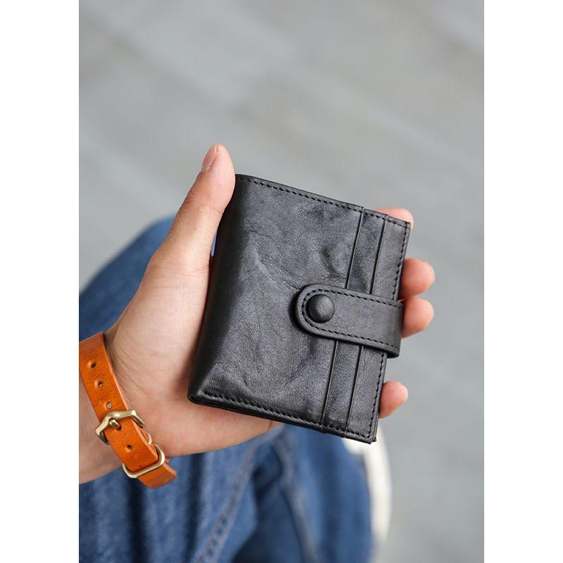 

Мини-портативный кошелек для мелочи из первого слоя коровьей кожи, маленький держатель для карт Black