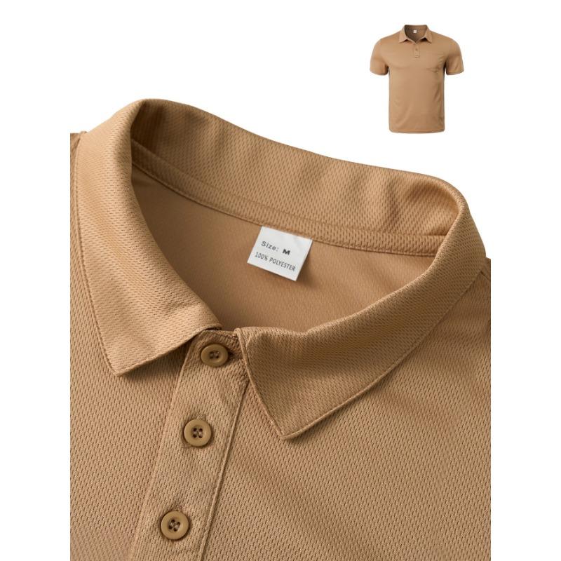 Cămașă polo texturată gri închis cu buzunar pentru bărbați, top casual cu mânecă scurtă pentru performanță și golf